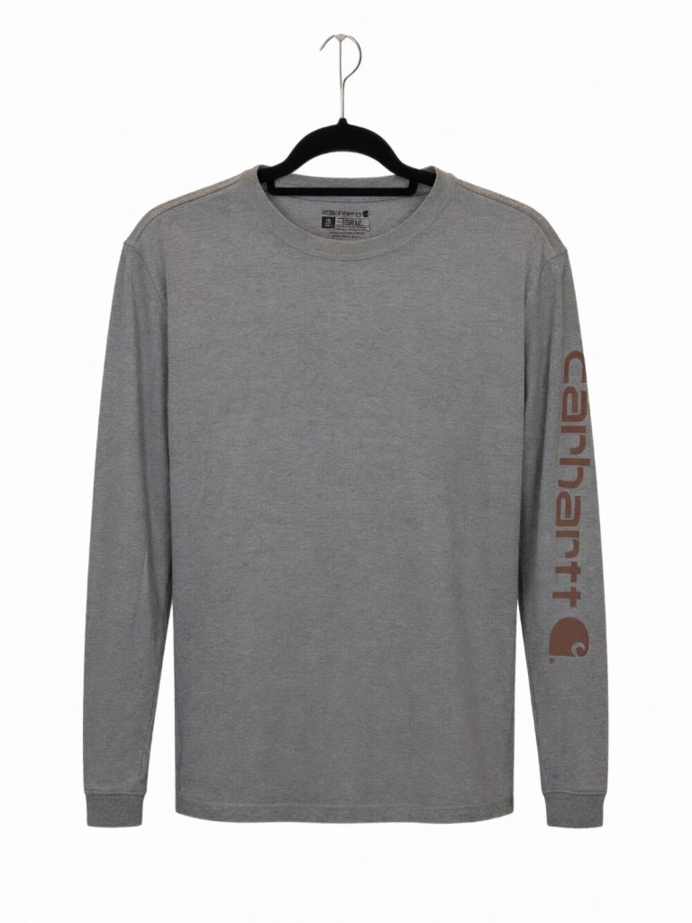 Carhartt Men's Long Sleeve Logo T-Shirt Gray M Cotton Crew Neck